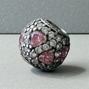 Authentic Pandora CZS Shimmering Heart Pink Bead Charm